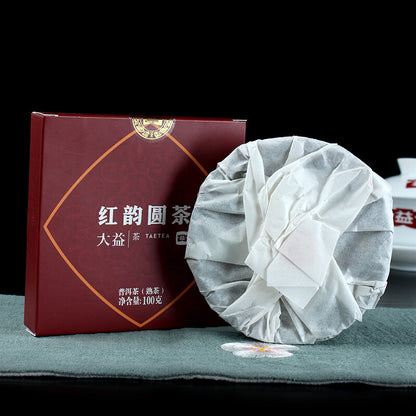 TAETEA Red Rhyme Round Tea Menghai Tea Factory Dayi Pu'er Tea Ripe