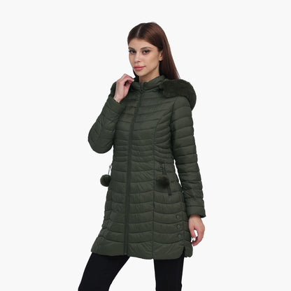 Women Winter Long Puffer Jacket Coat Outwear Clothes Plus Velvet With Fur