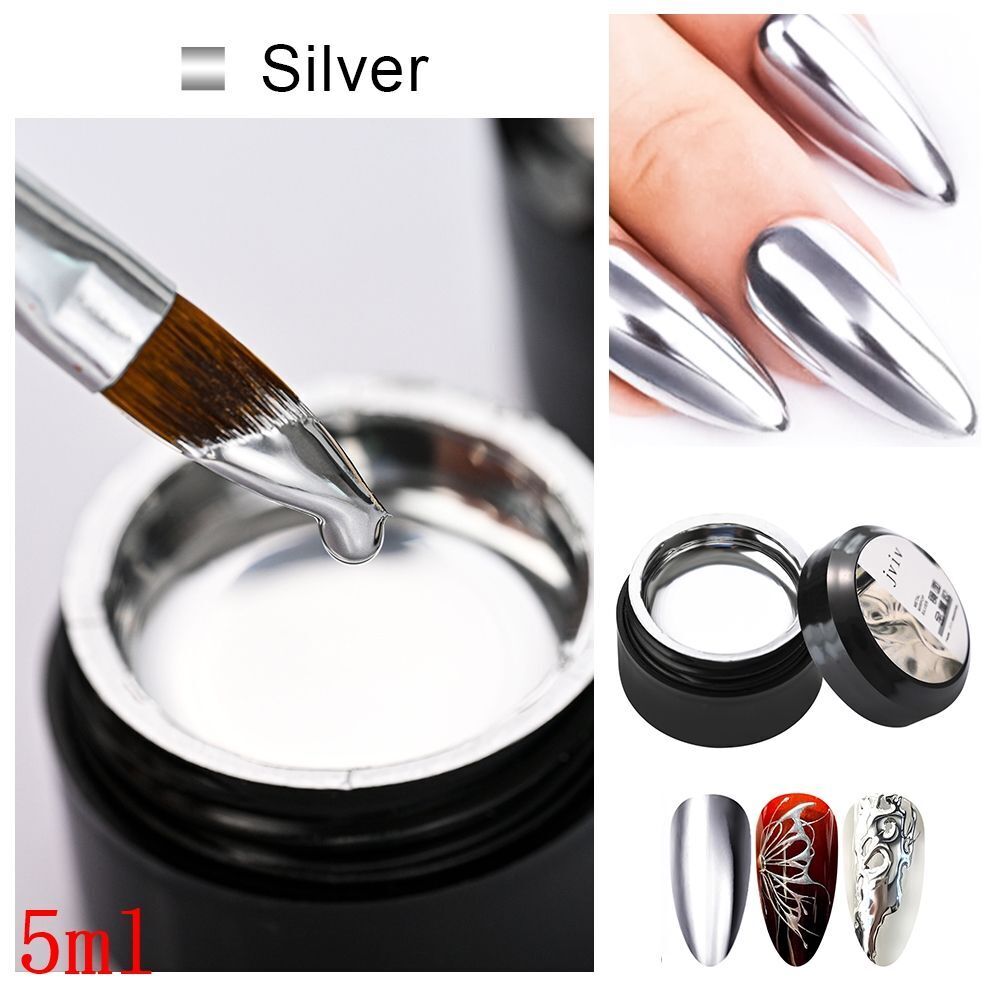Nail Polish 8ml Jars Silver Gold Mirror Metallic Lacquer UV Gels Soak Off Paints