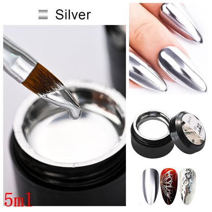 Nail Polish 8ml Jars Silver Gold Mirror Metallic Lacquer UV Gels Soak Off Paints