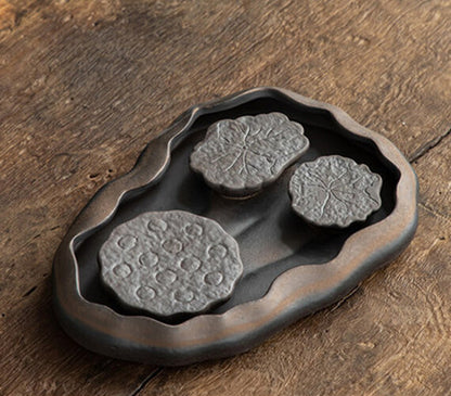 27.5cm Tea Plate Crude Pottery Tea Tray Serving Tray Reservoir Kung Fu Tea Set