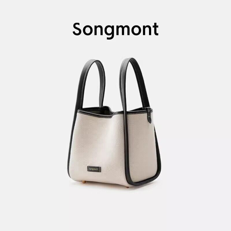 Songmont Medium Vegetable Basket Canvas Bag Crossbody Shoulder Tote Bucket Bag