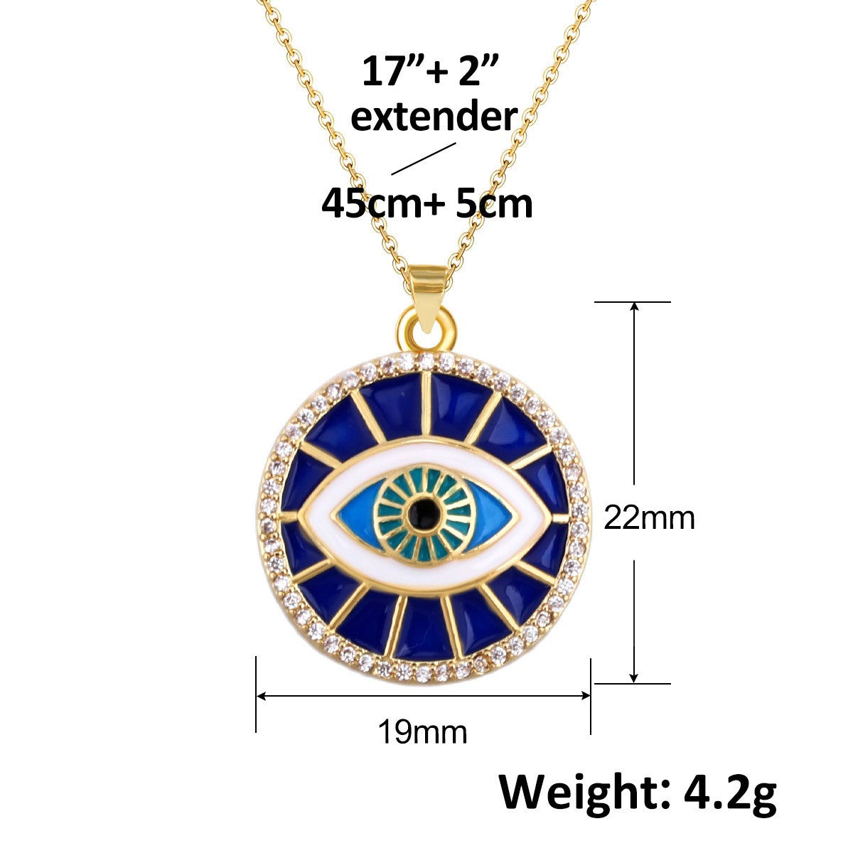 Turkish Blue Evil Eye Pendant Copper Zircon Charm Plated Eco Friendly DIY