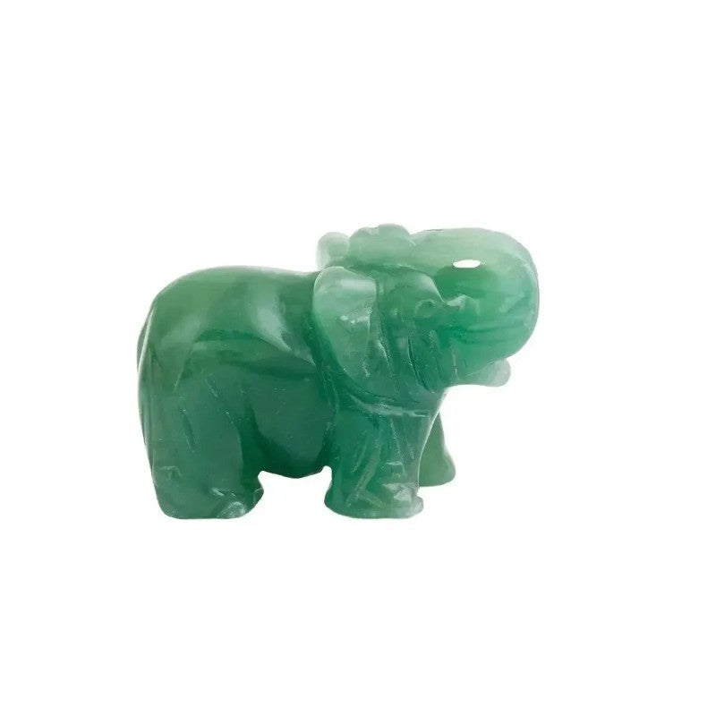 36mm Chinese Jade Ston Luck Elephant Fortune Feng Shui Statue Office Ornament