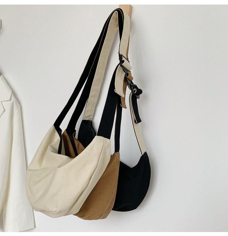 Canvas Crossbody Bags Dumpling Shape Shoulder Bag Large Tote Messenger Big Purse