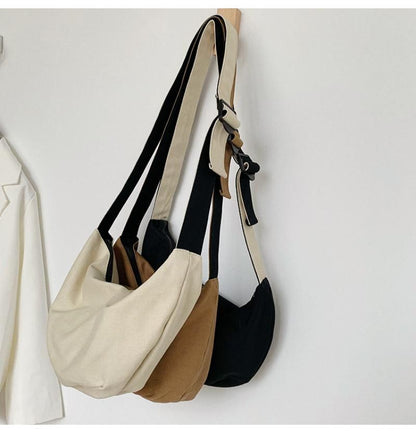 Canvas Crossbody Bags Dumpling Shape Shoulder Bag Large Tote Messenger Big Purse