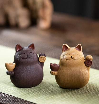 Purple Clay Tea Pets Cute Cat Zisha Crafts Decor