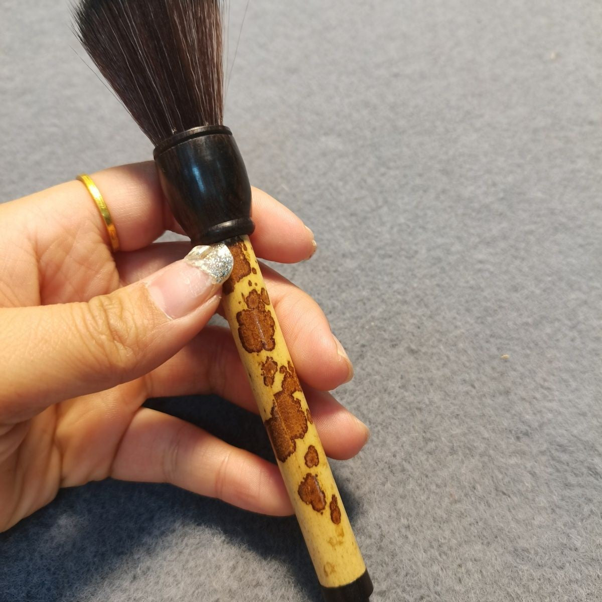 Natural Xiangfei Bamboo Tea Brush Vintage Ebony Inlay Teapot Cleaning Accessory