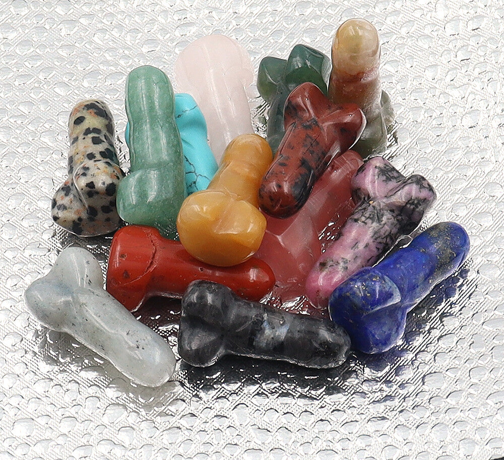 Mini Penis Figurine Natural Quartz Stone Crystal Healing Carved Crafts 10-100pcs