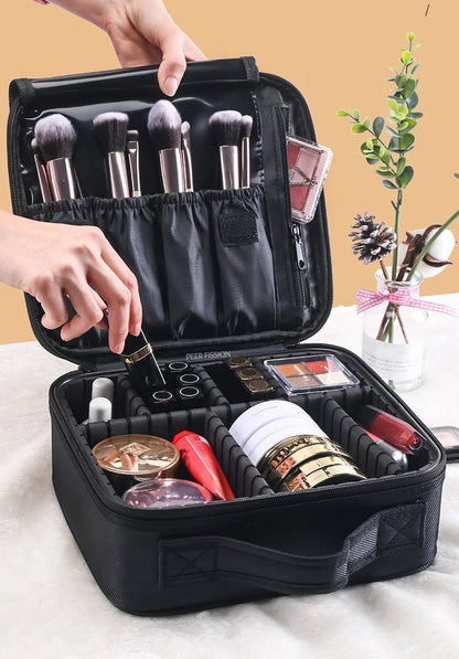 Oxford Cloth Makeup Bag Large Compartments Women Travel Cosmetic Case Zipper 1PC