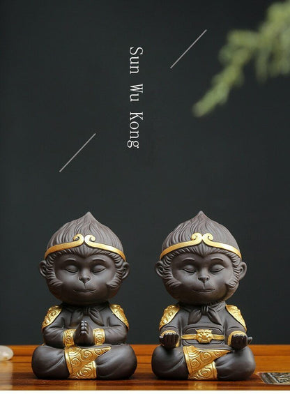 Chinese Purple Clay Kung Fu Tea Set Tea Pet Monkey King Tea Accessories Home