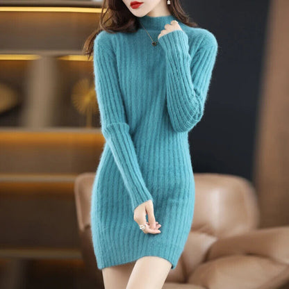 Women's 100% Pure Mink Cashmere Sweater Mink Fleece Dress Sweater Long