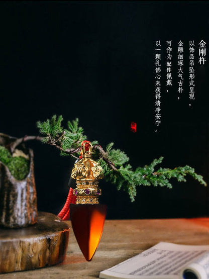Glass Copper Vajra Pestle Pendant Pendant Necklace Pendant Amulets