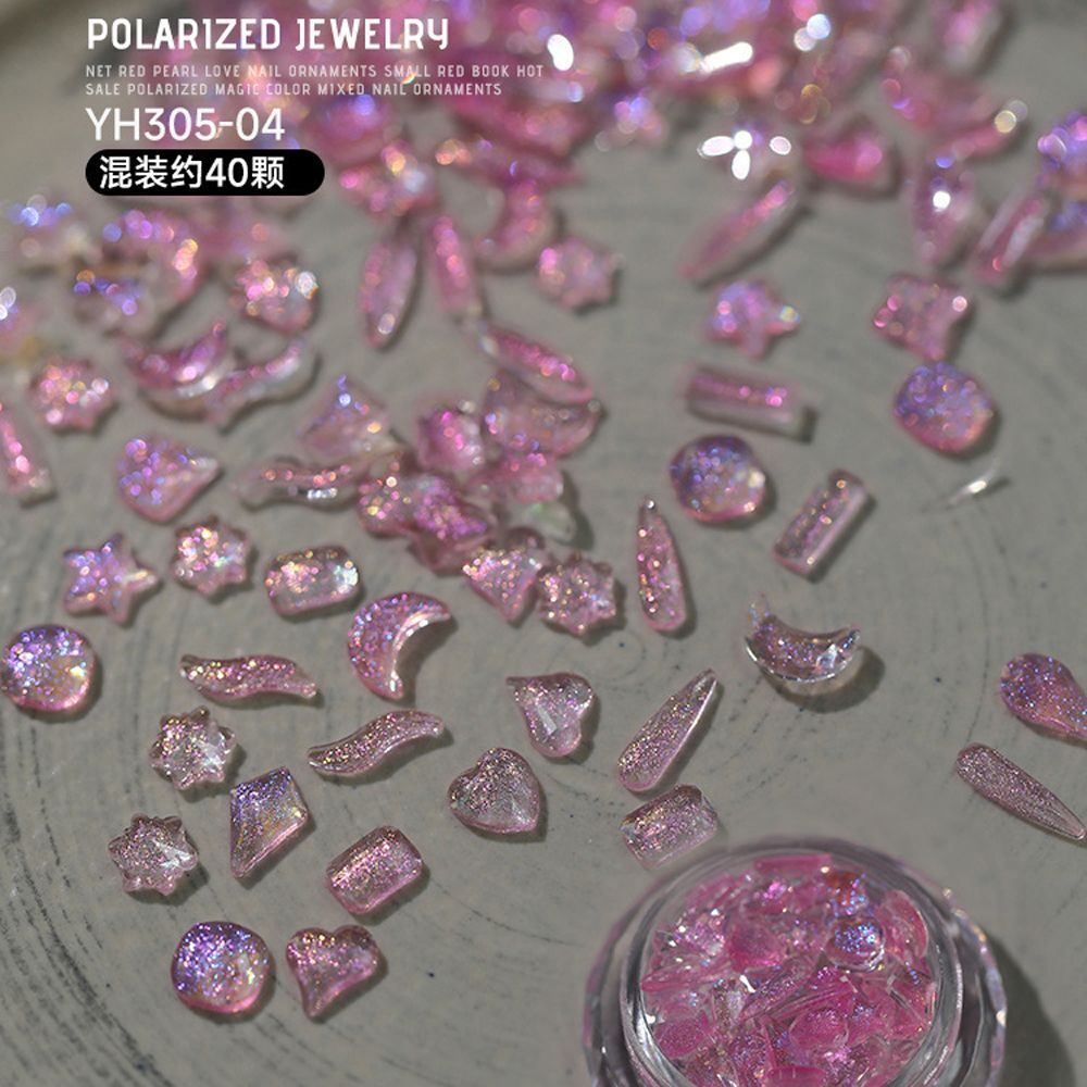 Nail Art Decals 20-100Pcs 3D Heart Charms Clear Acrylic DIY Manicure Accessories
