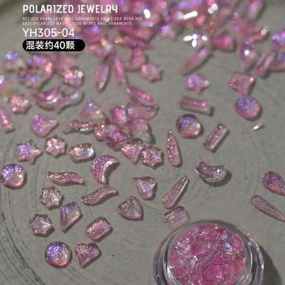 Nail Art Decals 20-100Pcs 3D Heart Charms Clear Acrylic DIY Manicure Accessories