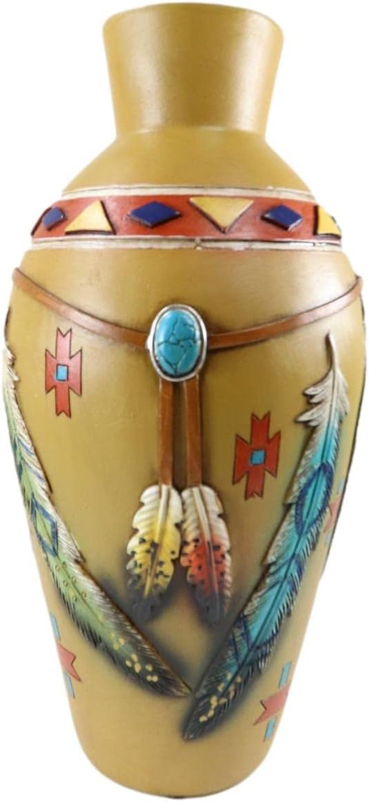 Unique Hand Painted Native American Floral Vase Home Office Gift Decorative Art