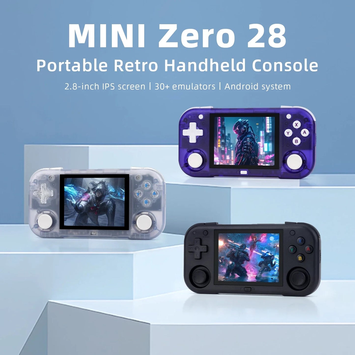 Mini Zero 28 Game Console,2.8 Inch IPS 2900mAh Battery Built in 11000 Game