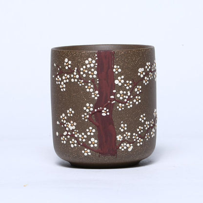 Wintersweet Relief Chinese Teacup True Yixing Zisha Purple Clay Marked Cup 200ml