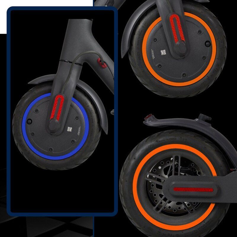 Scooter Wheel Hub Protective Reflective Sticker Parts PVC 370x150x1mm Red/Orange