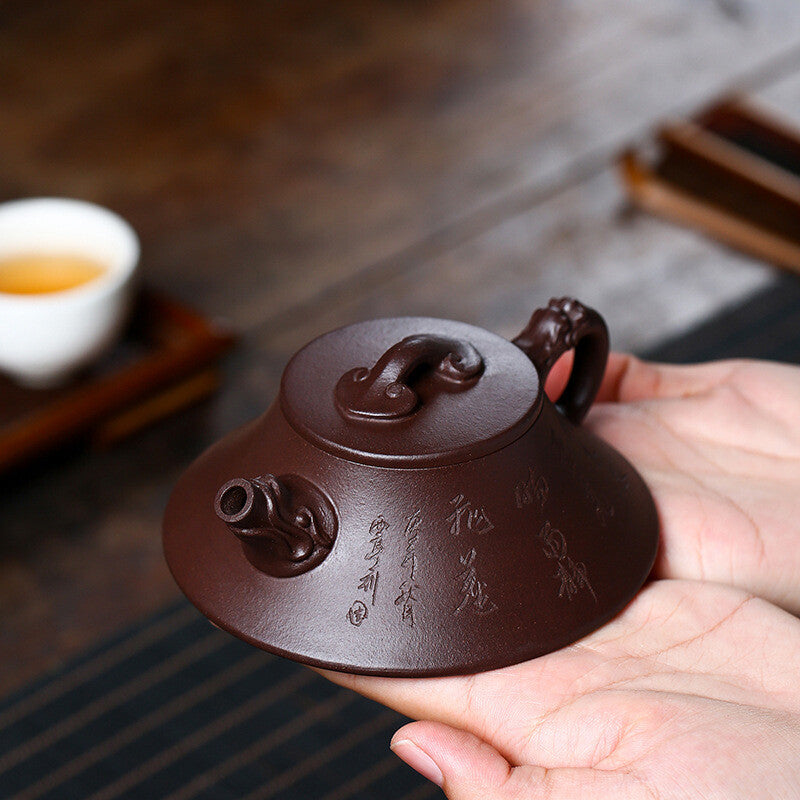 Tea Pot Handmade Craft Marked Character Carved Master Pot Real Yixing Zisha Pot