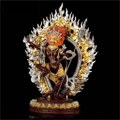 38cm Copper Simhavaktra Dakini Statue Tibetan Buddhism Simhamukha
