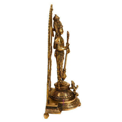Hindu God Brass Lord Bhagwan Vishnu Narayann Idol Holding Club Figurine Statue