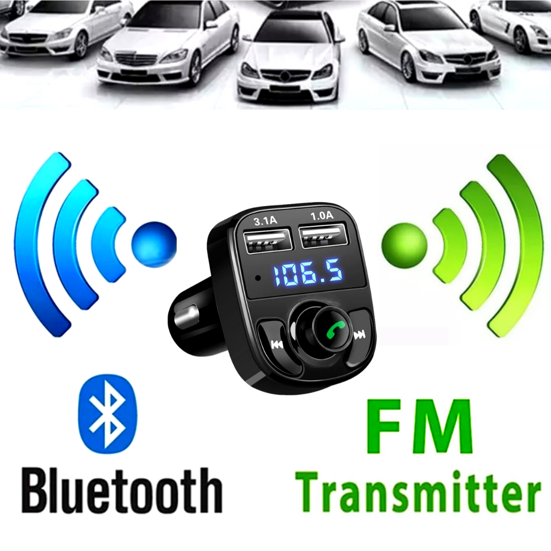 2 Cargador USB Para Carro Radio Auto Estereos Bluetooth USB MP3 FM Transmisor