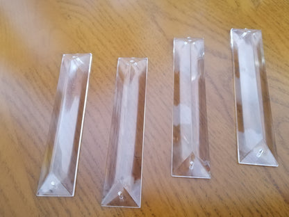 10Pcs 4" Acrylic Crystal Prism Chandelier Lamp Parts 2Holes Prism Part Pendant