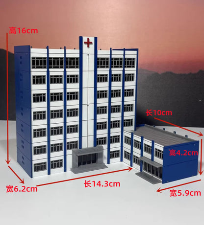 1/150 1/87 Scale Buildings Train Railway Modern Hospital Blue White Model House