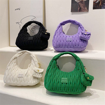 2PCS Set Half Moon Bag Purses Handbags Luxury Nylon Tote Underarm Bag 29*15*9 CM
