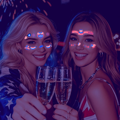 USA Party Neon Dance Glow Fluorescent Face Stickers Tattoo Stickers160*65mm