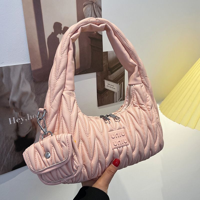 Pleated Shoulder Armpit Purses Hand Bags Branded Embroidery Purses Handbag 1 PC