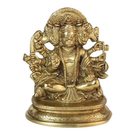 Brass Hindu God Panchmukhi Shri Hanuman Ji Statue Figurine Idol Sculpture
