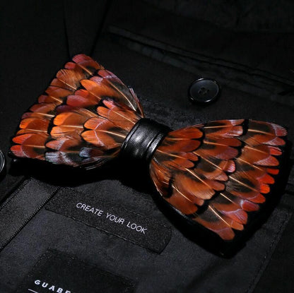Men's Luxury Bowtie 12x5cm Peacock Feather Leather Bow Ties Fashion Party Formal