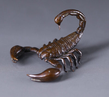 2.04" Solid Brass Scorpion Statue Animal Figurines Tea Pet Decor