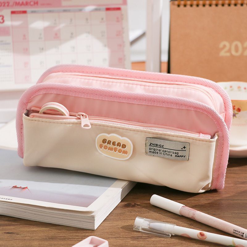 Fashion Canvas Pencil Bag Large Pencil Case Holder Student Organizer Zipper 1 PC