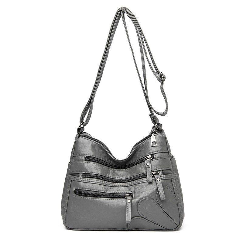 Women Shoulder Bag Leather Messenger Bag Flower Patchwork Leather Purse Handbag