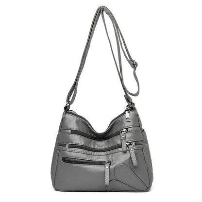 Women Shoulder Bag Leather Messenger Bag Flower Patchwork Leather Purse Handbag