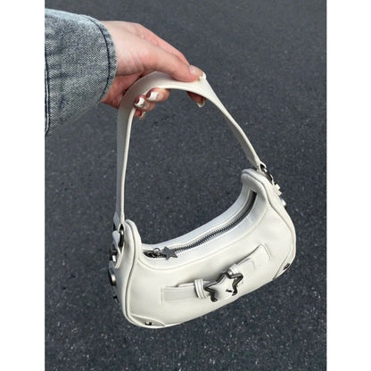 Vintage Leather Shoulder Bag Pentagram Design Hobos Handbags Underarm Bags Purse