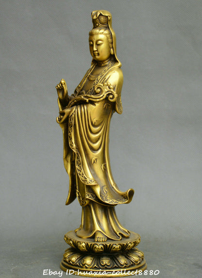 Chinese Tibet Buddhism Old Bronze Ruyi Guanyin Kwan-yin Avalokitesvara Statue
