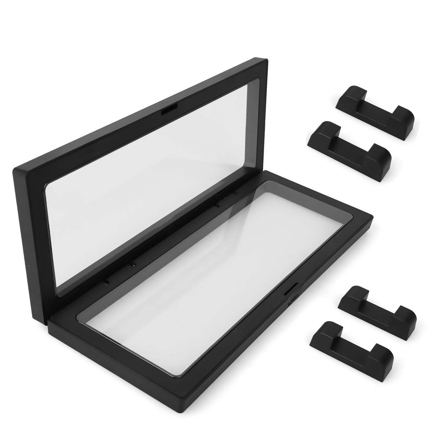 2Pcs 3D Floating Coin Display Frame Box Jewelry Holder Case W/ Stand Kits
