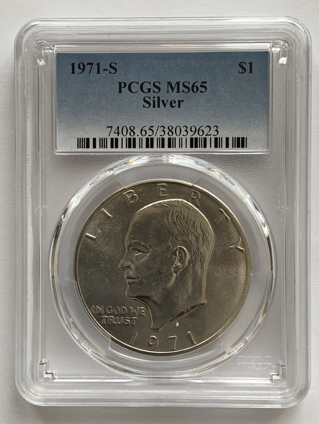 1971 S Dwight D. Eisenhower IKE Silver Dollar $1 Coin PCGS MS65 GEM Moon Landing