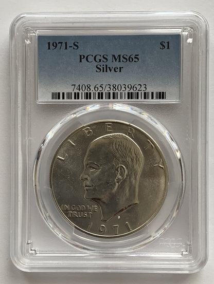 1971 S Dwight D. Eisenhower IKE Silver Dollar $1 Coin PCGS MS65 GEM Moon Landing