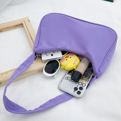Underarm Bag Retro Nylon Vintage Simple Women Zipper Shoulder Handbag 28*18*8 CM