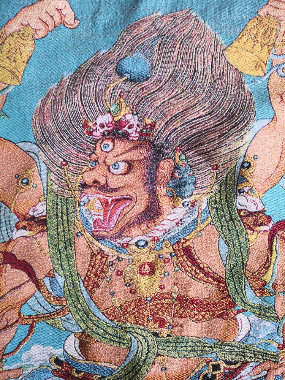 36"Tibet Tibetan Cloth Silk Buddhism Mahakala Wrathful Deity TangkaThangka Mural