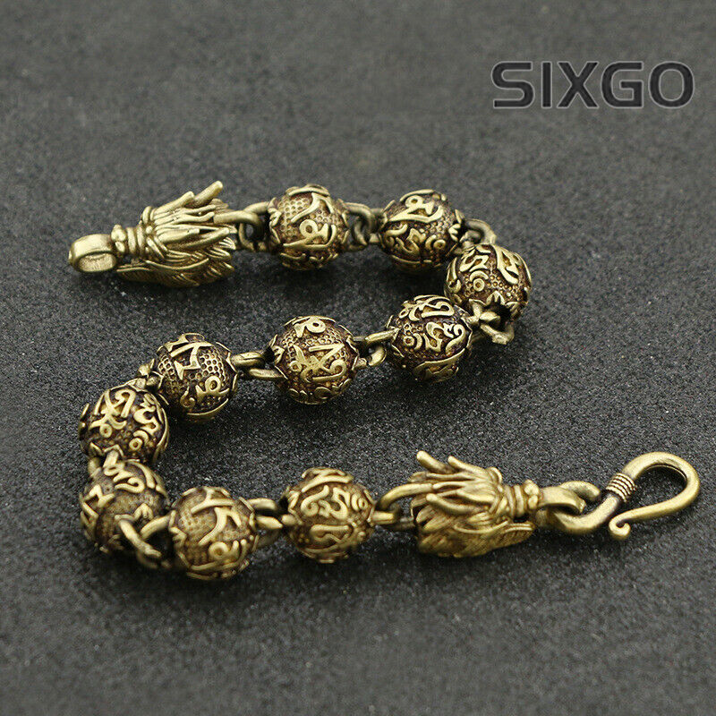 China Six-Character Mantra Bead Dragon Head Bracelet Buddha Bead Ornaments