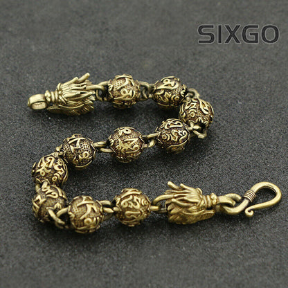 China Six-Character Mantra Bead Dragon Head Bracelet Buddha Bead Ornaments