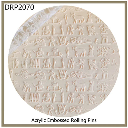Rolling Pin Acrylic Ancient Egypt Pattern Clay Art Embossing Tools Dough Rollers