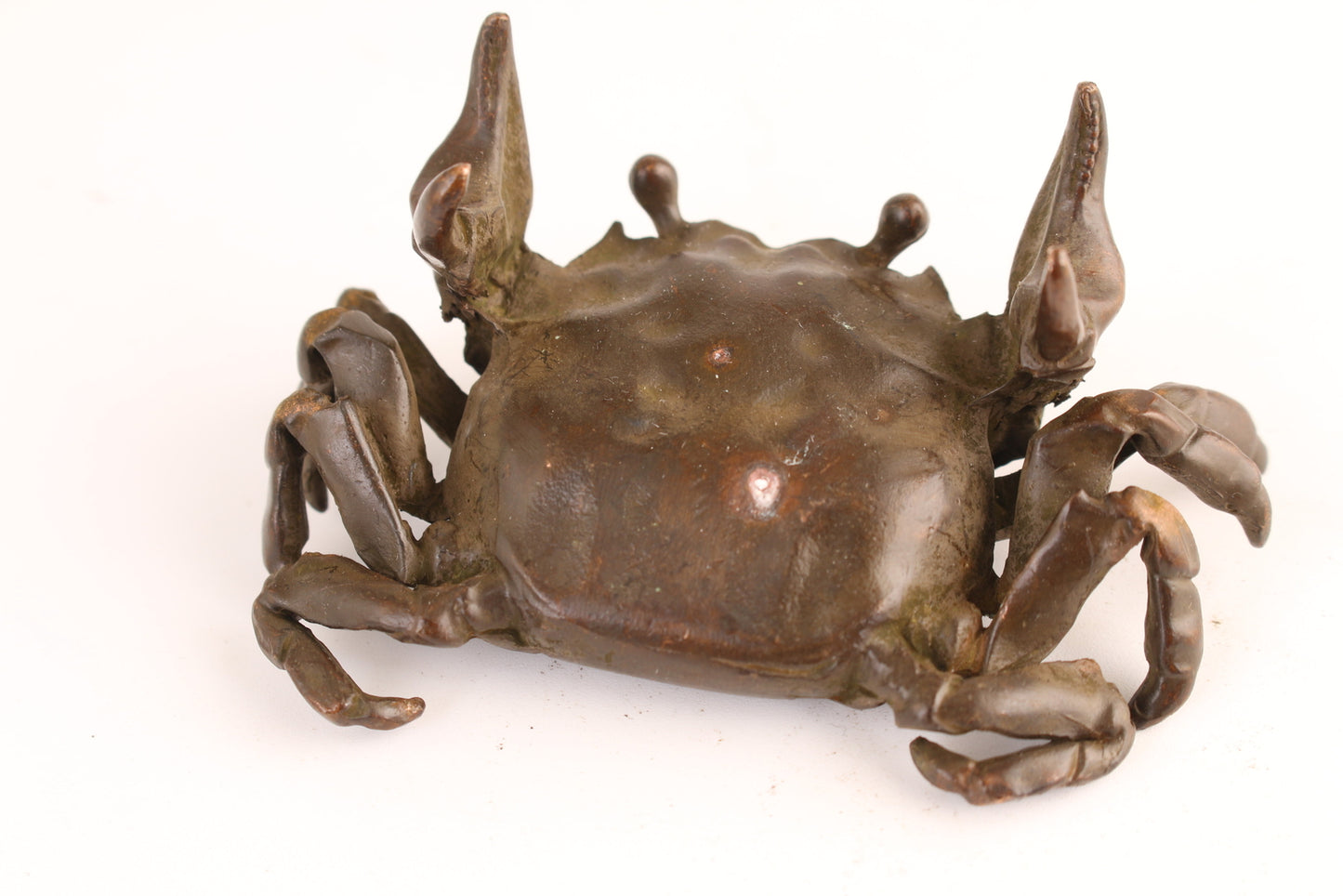Big China Bronze Handmade Crab Statue Collectable Tea Pet Hand Piece Table Decor