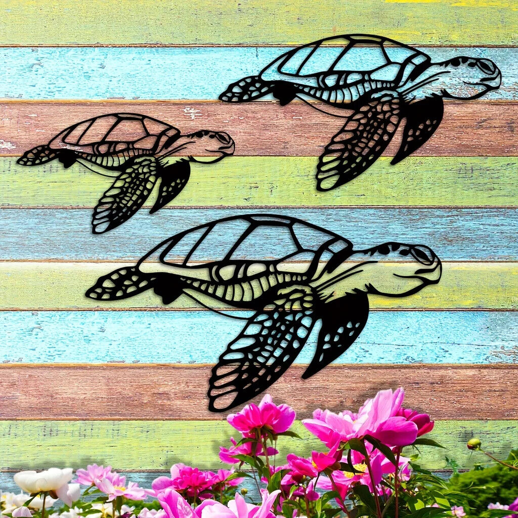 1pc Metal Sea Turtle Ornament, Beach Theme Decor, Art Decoration, Wall Hanging